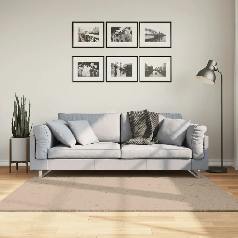 Tapis HUARTE à poils courts doux et lavable sable 160x160 cm