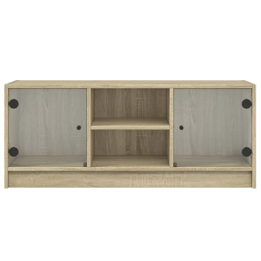 Meuble TV avec portes en verre chêne sonoma 102x37x42 cm - 6