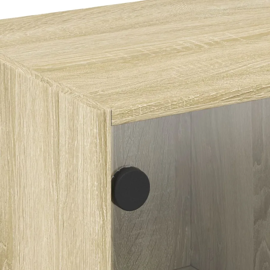 Meuble TV avec portes en verre chêne sonoma 102x37x42 cm - 9