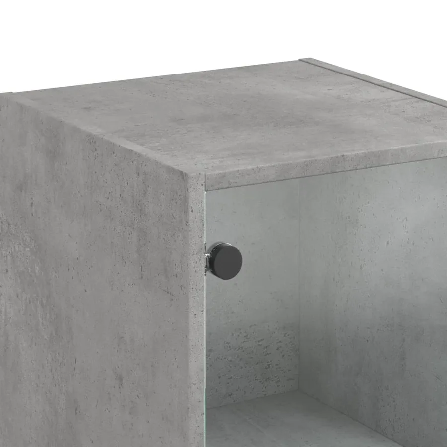 Buffet avec portes en verre gris béton 35x37x142 cm - 10