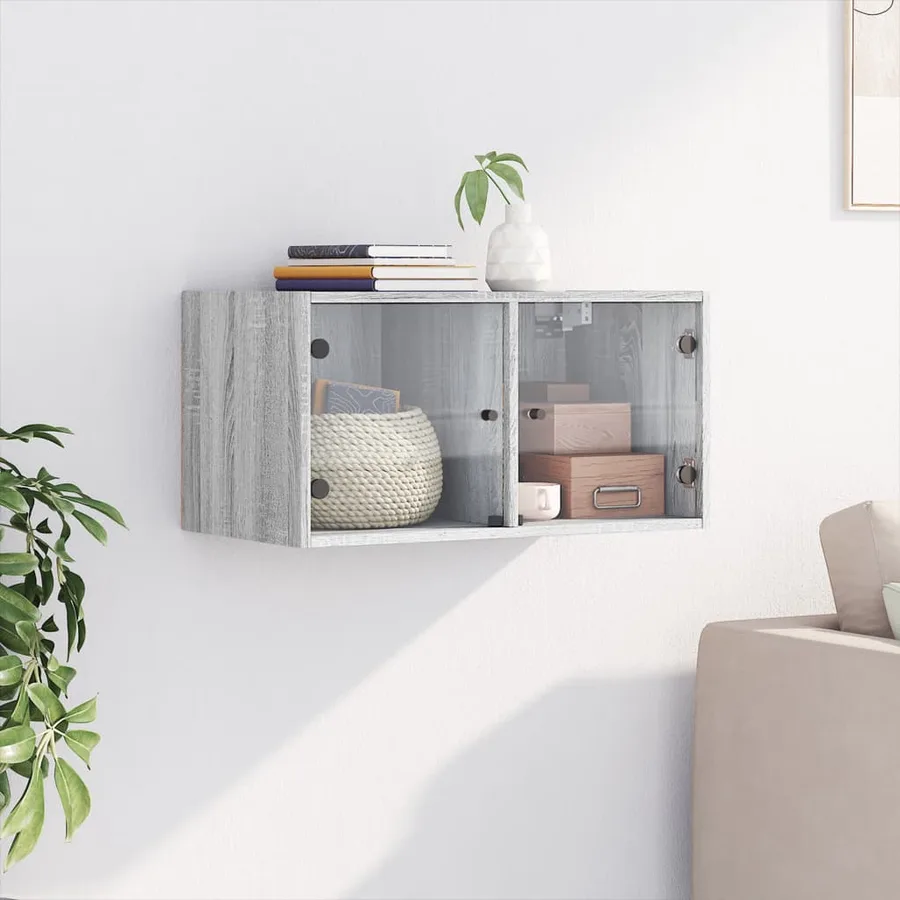 Armoire murale avec portes en verre sonoma gris 68,5x37x35 cm - 3