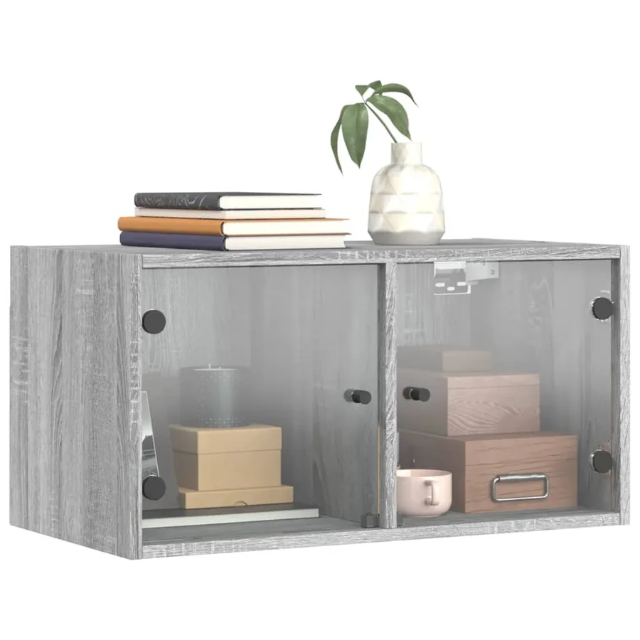Armoire murale avec portes en verre sonoma gris 68,5x37x35 cm - 4