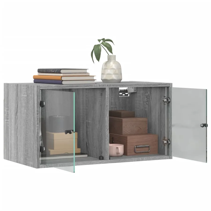 Armoire murale avec portes en verre sonoma gris 68,5x37x35 cm - 5