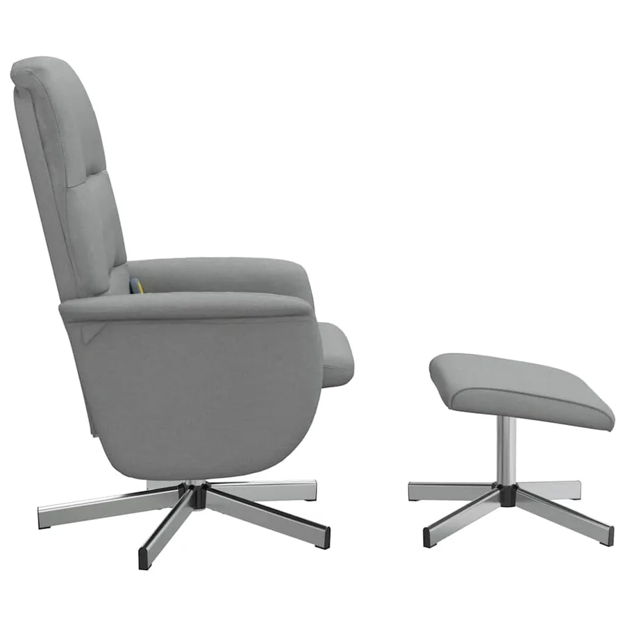 Fauteuil inclinable de massage et repose-pied gris clair tissu - 4