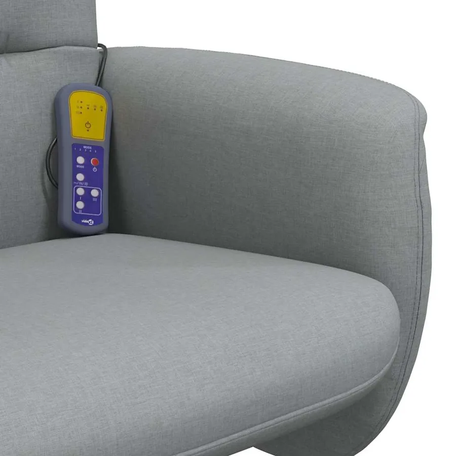 Fauteuil inclinable de massage et repose-pied gris clair tissu - 7