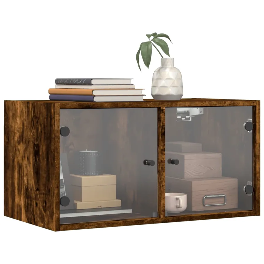Armoire murale avec portes en verre chêne fumé 68,5x37x35 cm - 4