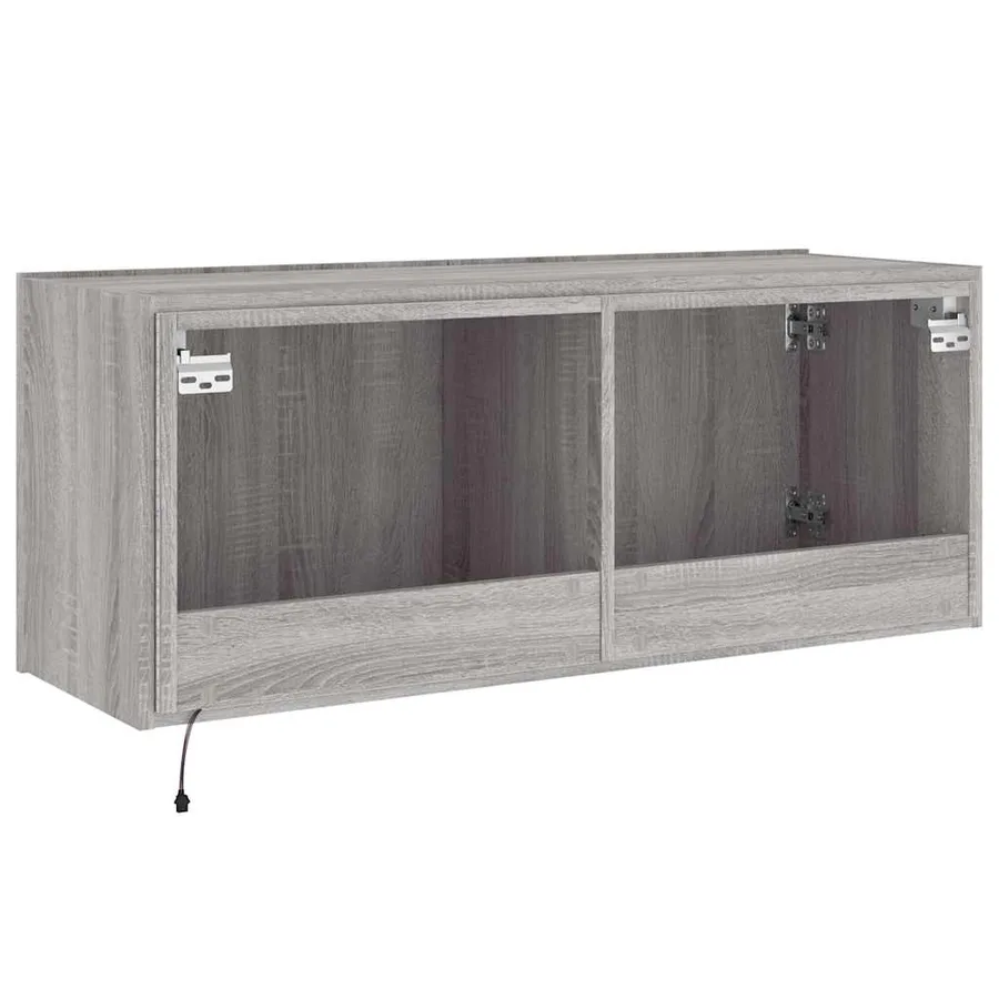 Meuble TV mural avec lumières LED sonoma gris 100x35x41 cm - 11