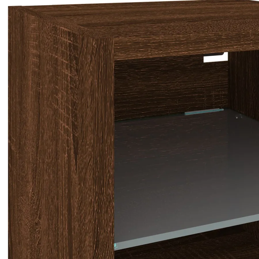 Meuble TV mural avec lumières LED chêne marron 30x28,5x30 cm - 8