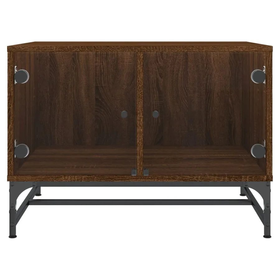 Table basse avec portes en verre chêne marron 68,5x50x50 cm - 5