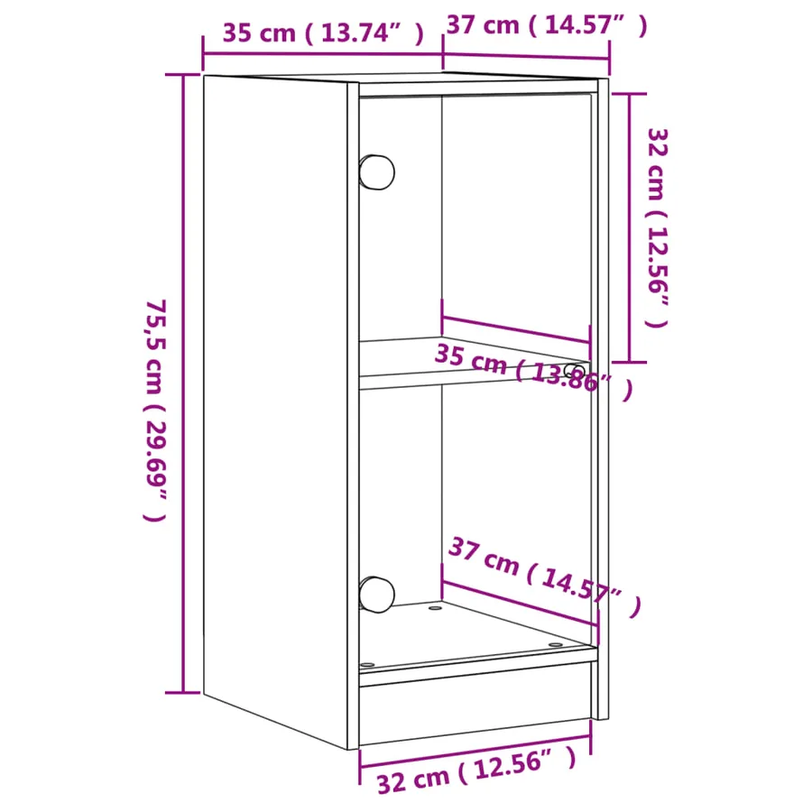 Armoire latérale avec portes en verre gris béton 35x37x75,5 cm - 11