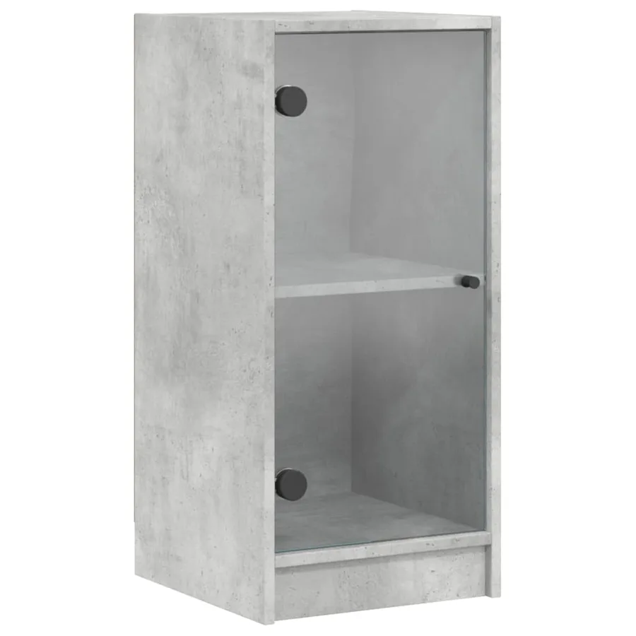 Armoire latérale avec portes en verre gris béton 35x37x75,5 cm - 2