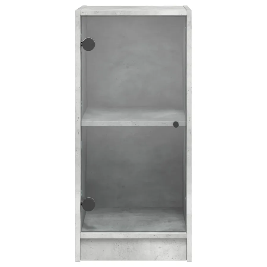 Armoire latérale avec portes en verre gris béton 35x37x75,5 cm - 6