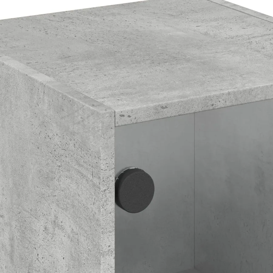 Armoire latérale avec portes en verre gris béton 35x37x75,5 cm - 9