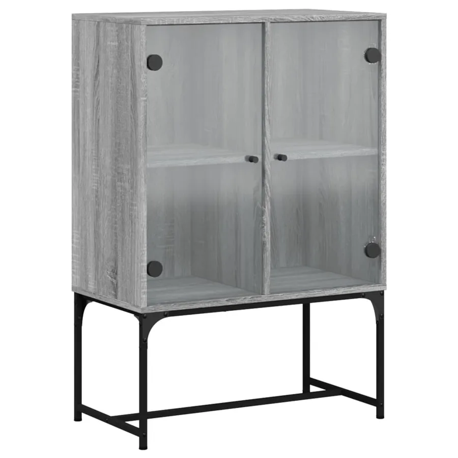 Armoire latérale avec portes en verre sonoma gris 69x37x100 cm - 2