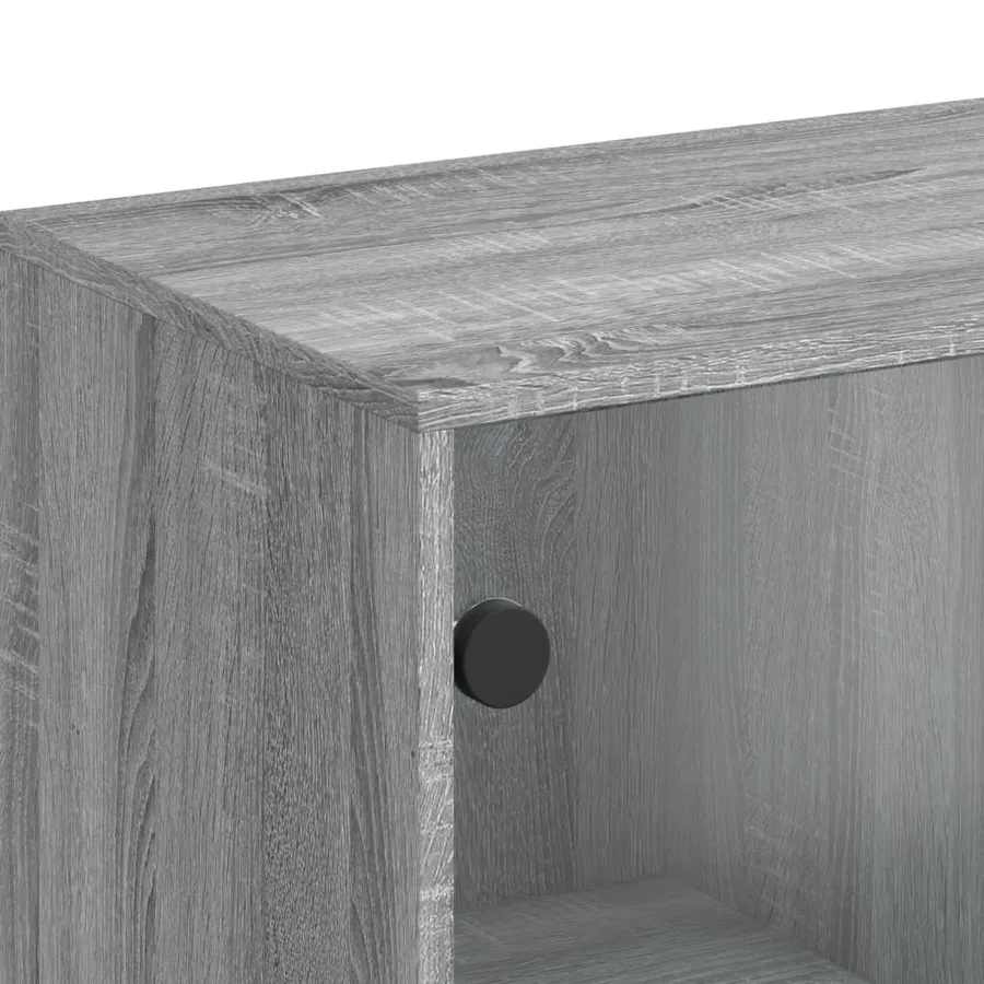 Armoire latérale avec portes en verre sonoma gris 69x37x100 cm - 9