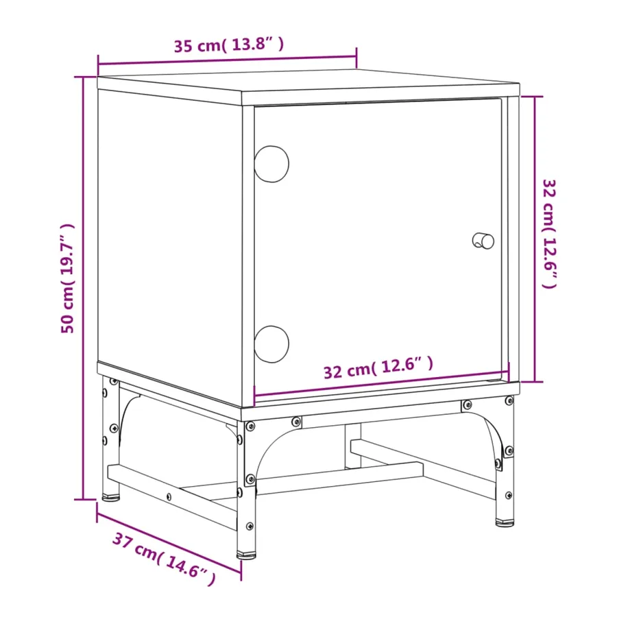 Table de chevet avec porte en verre blanc 35x37x50 cm - 12