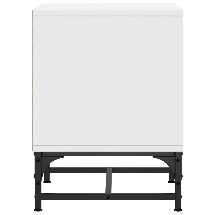 Table de chevet avec porte en verre blanc 35x37x50 cm - 7