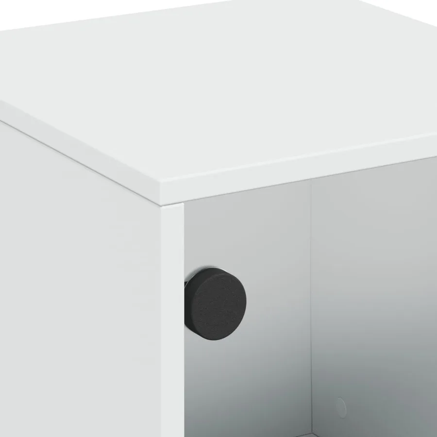 Table de chevet avec porte en verre blanc 35x37x50 cm - 9