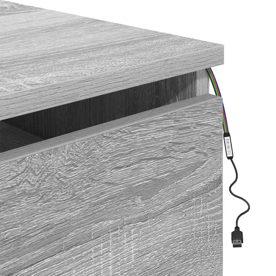 Tables de chevet murales avec lumières LED 2 pcs sonoma gris - 12