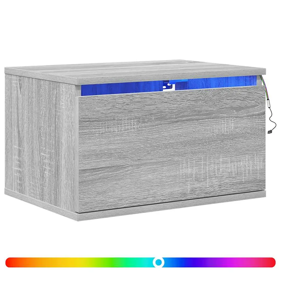 Tables de chevet murales avec lumières LED 2 pcs sonoma gris - 2