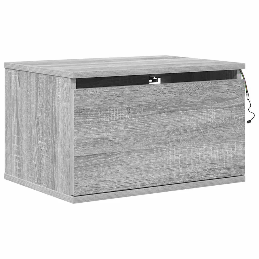 Tables de chevet murales avec lumières LED 2 pcs sonoma gris - 7