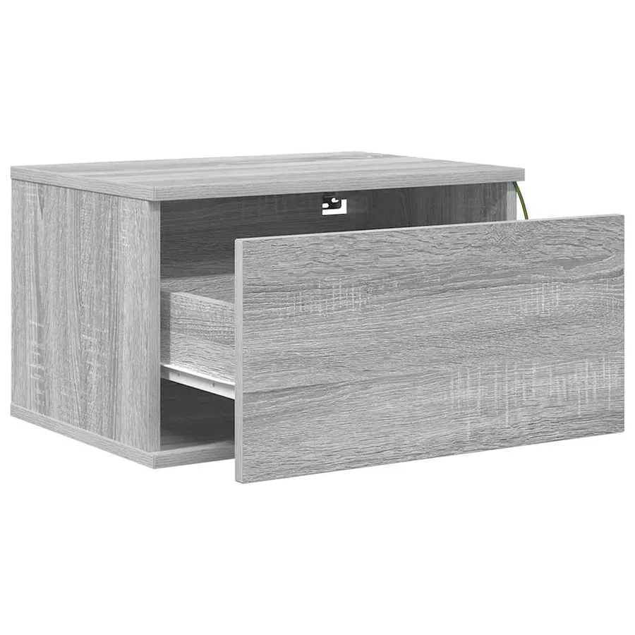Tables de chevet murales avec lumières LED 2 pcs sonoma gris - 8