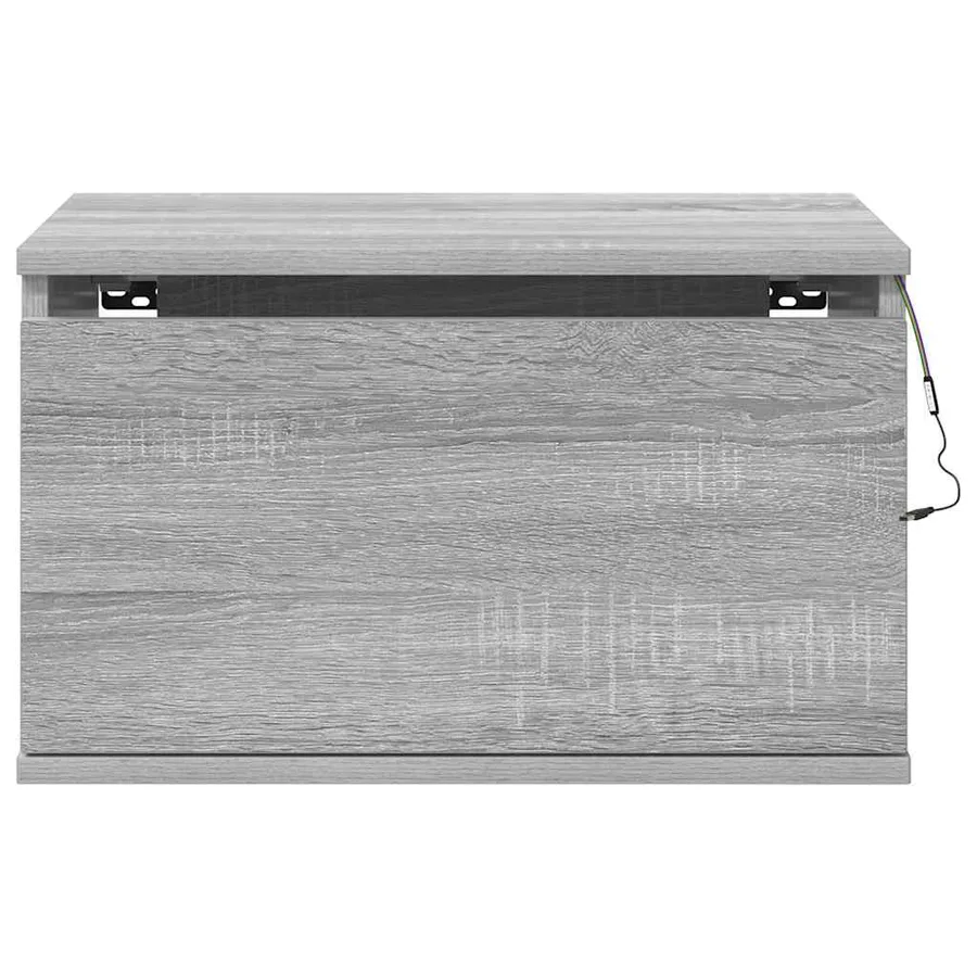 Tables de chevet murales avec lumières LED 2 pcs sonoma gris - 9