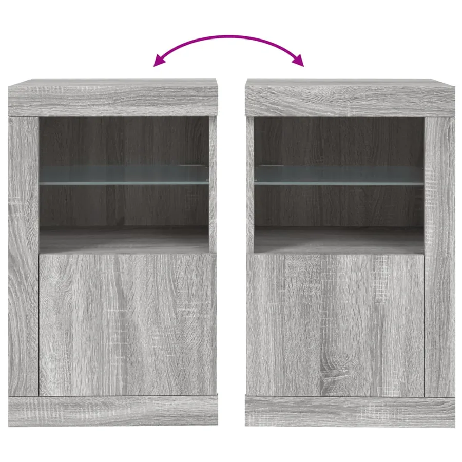 Armoires latérales et lumières LED 2 pcs sonoma gris - 11