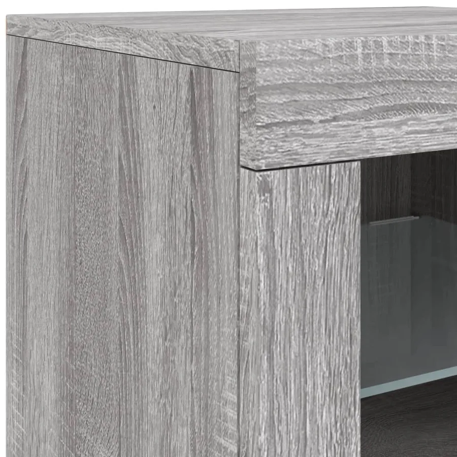 Armoires latérales et lumières LED 2 pcs sonoma gris - 12