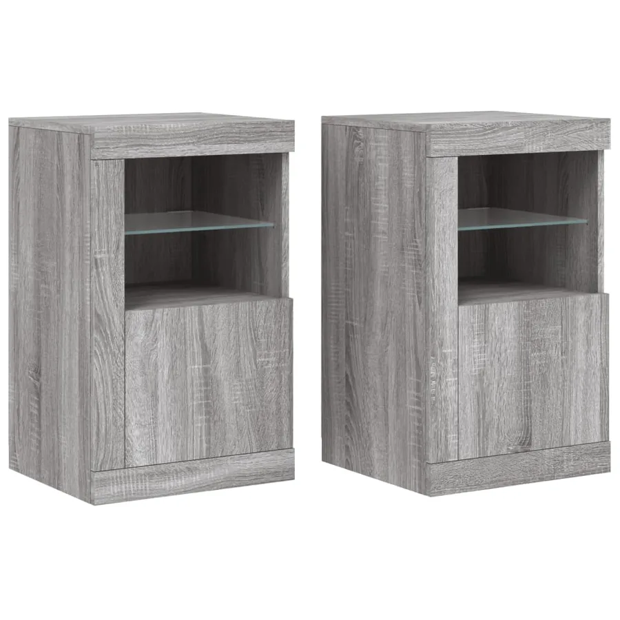 Armoires latérales et lumières LED 2 pcs sonoma gris - 2