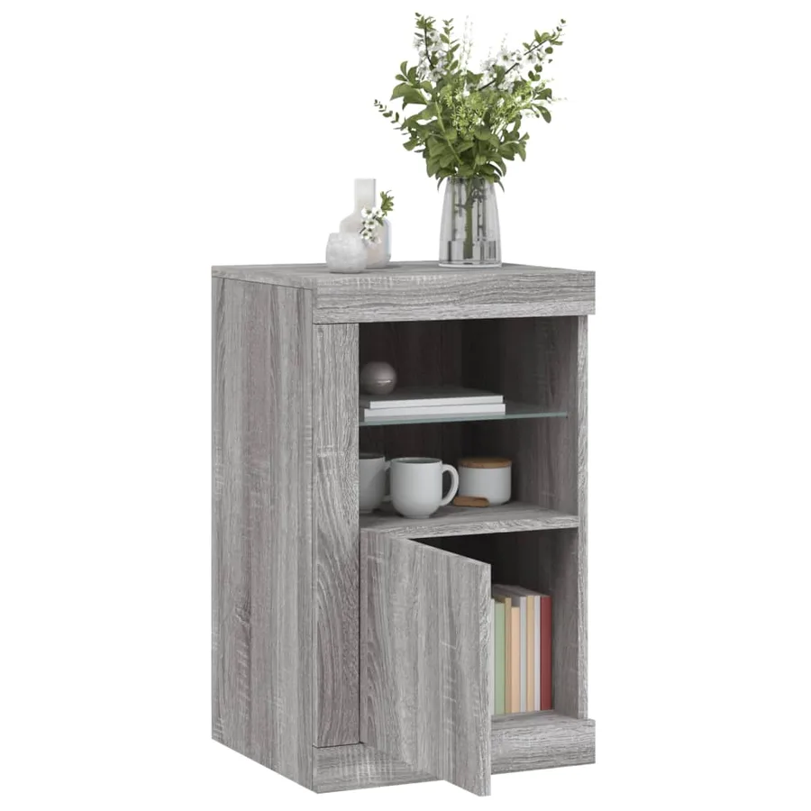 Armoires latérales et lumières LED 2 pcs sonoma gris - 4