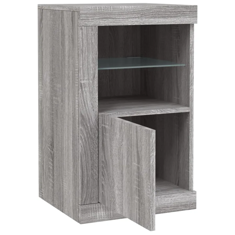 Armoires latérales et lumières LED 2 pcs sonoma gris - 7