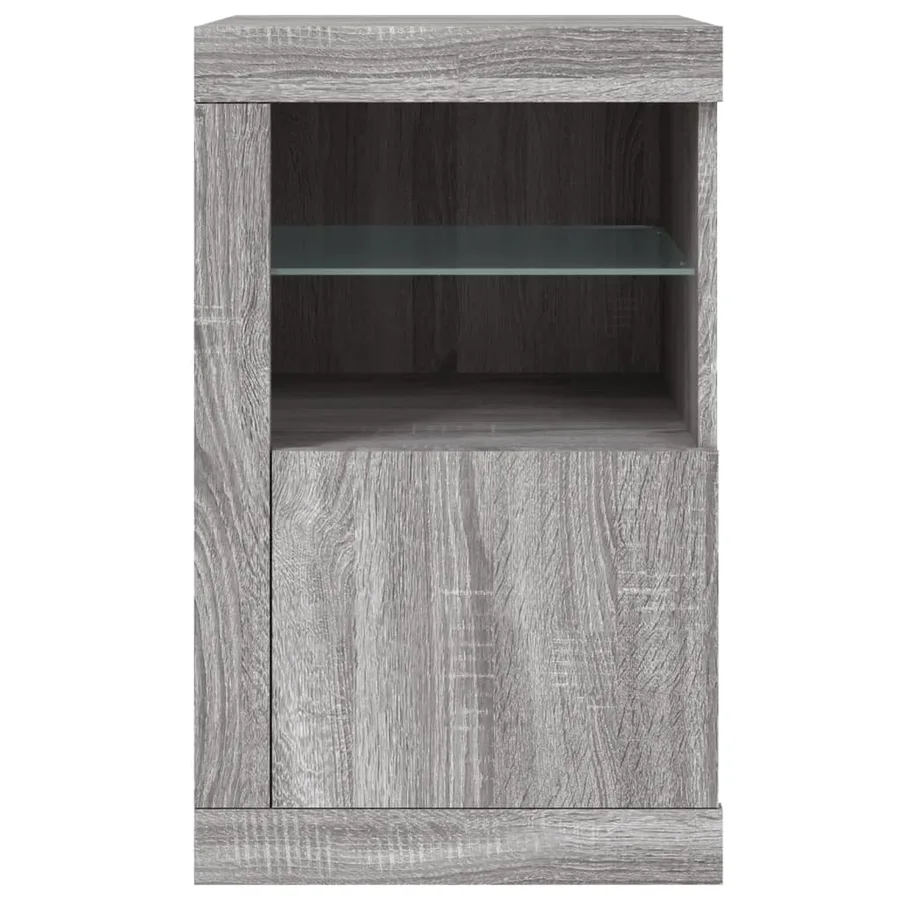 Armoires latérales et lumières LED 2 pcs sonoma gris - 8