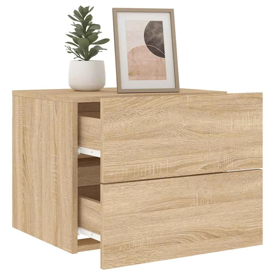 Table de chevet murale avec lumières LED chêne sonoma - 5