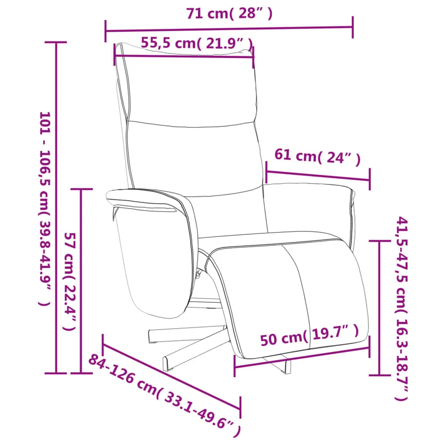Fauteuil inclinable avec repose-pieds noir similicuir - 9