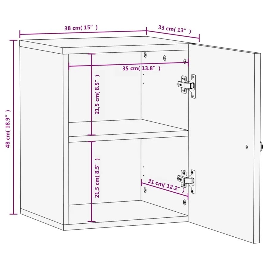 Armoire de salle de bain murale 38x33x48cm bois massif manguier - 10
