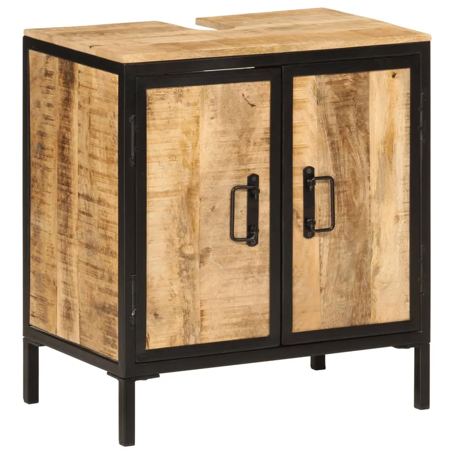Armoire lavabo de salle de bain bois massif de manguier et fer - 13