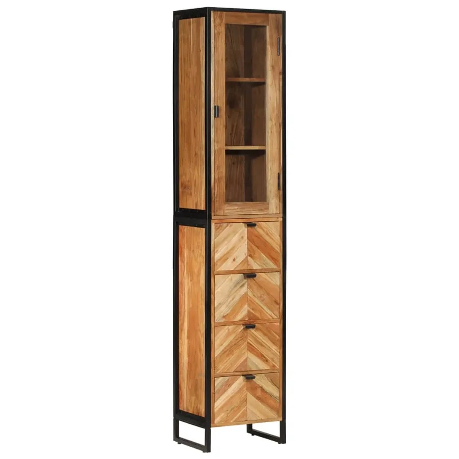 Ensemble de meubles salle de bain 3 pcs fer et bois d'acacia - 6