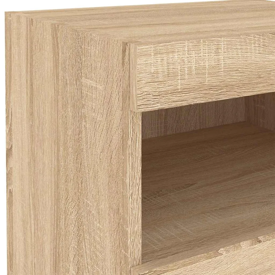 Table de chevet avec lumières LED chêne sonoma 50x40x45 cm - 11