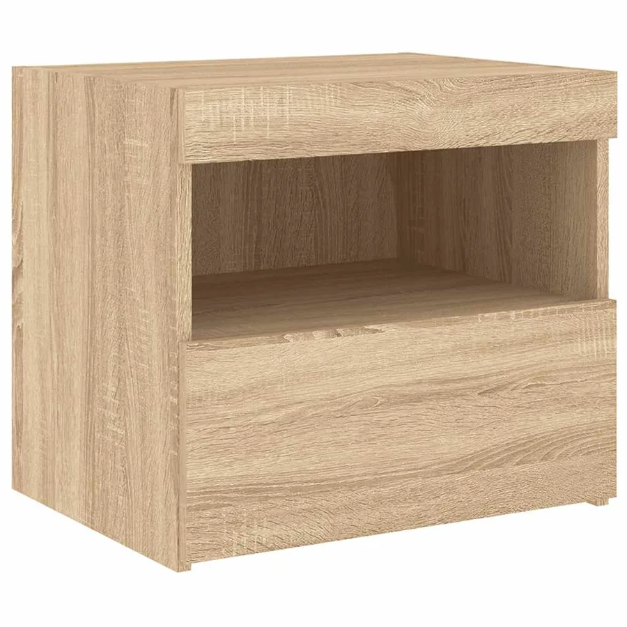 Table de chevet avec lumières LED chêne sonoma 50x40x45 cm - 6