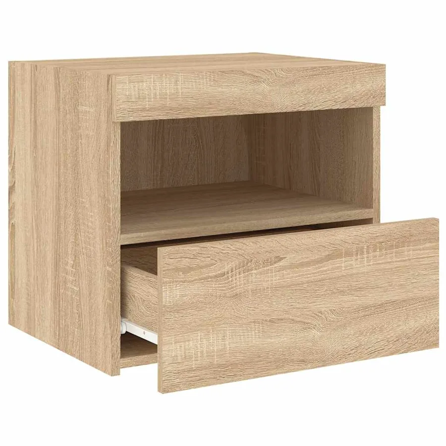 Table de chevet avec lumières LED chêne sonoma 50x40x45 cm - 7