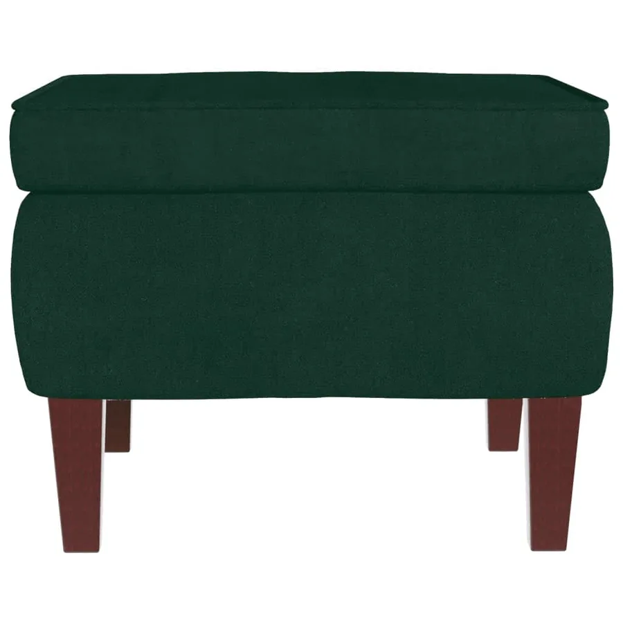 Fauteuil à bascule à oreilles en velours vert foncé bois massif - 10