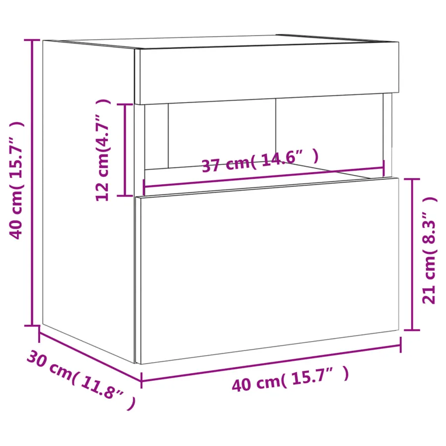 Meubles TV muraux lumières LED 2 pcs chêne sonoma 40x30x40 cm - 19