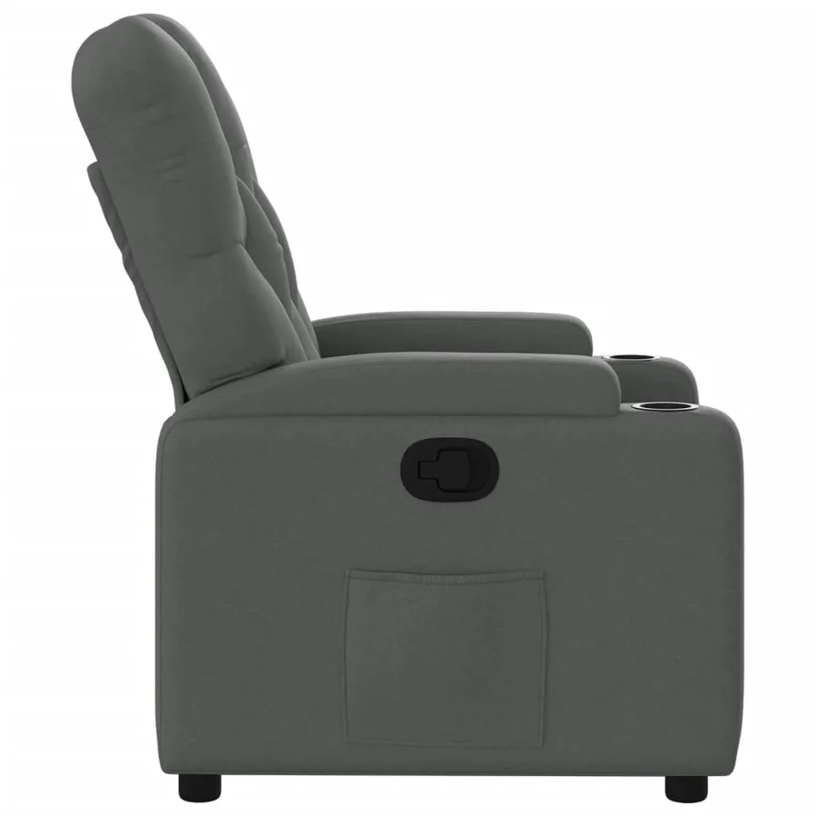 Fauteuil inclinable en tissu gris foncé - 7