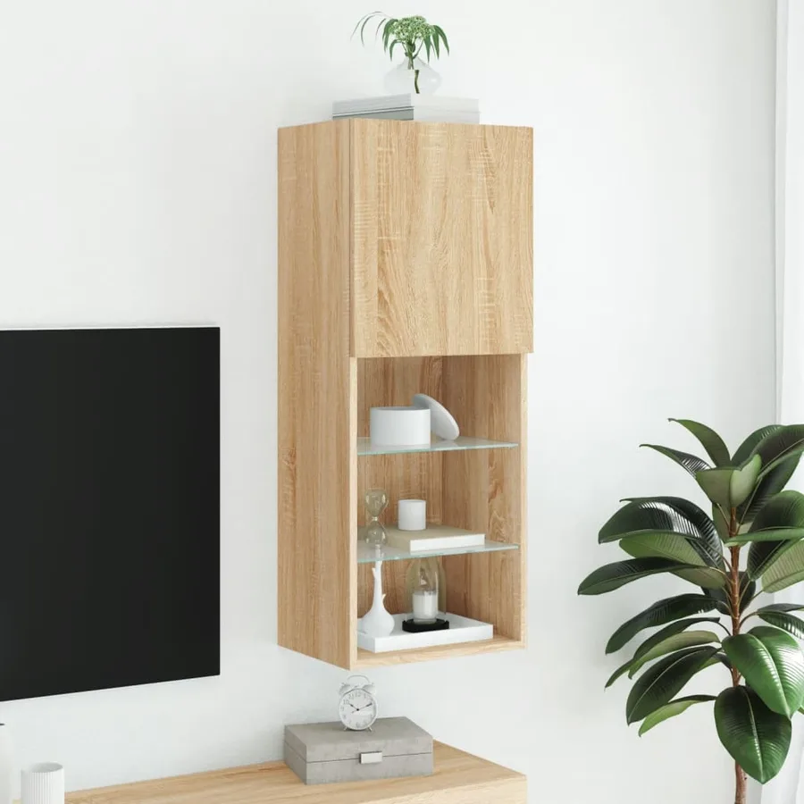 Meuble TV avec lumières LED chêne sonoma 40,5x30x102 cm - 4