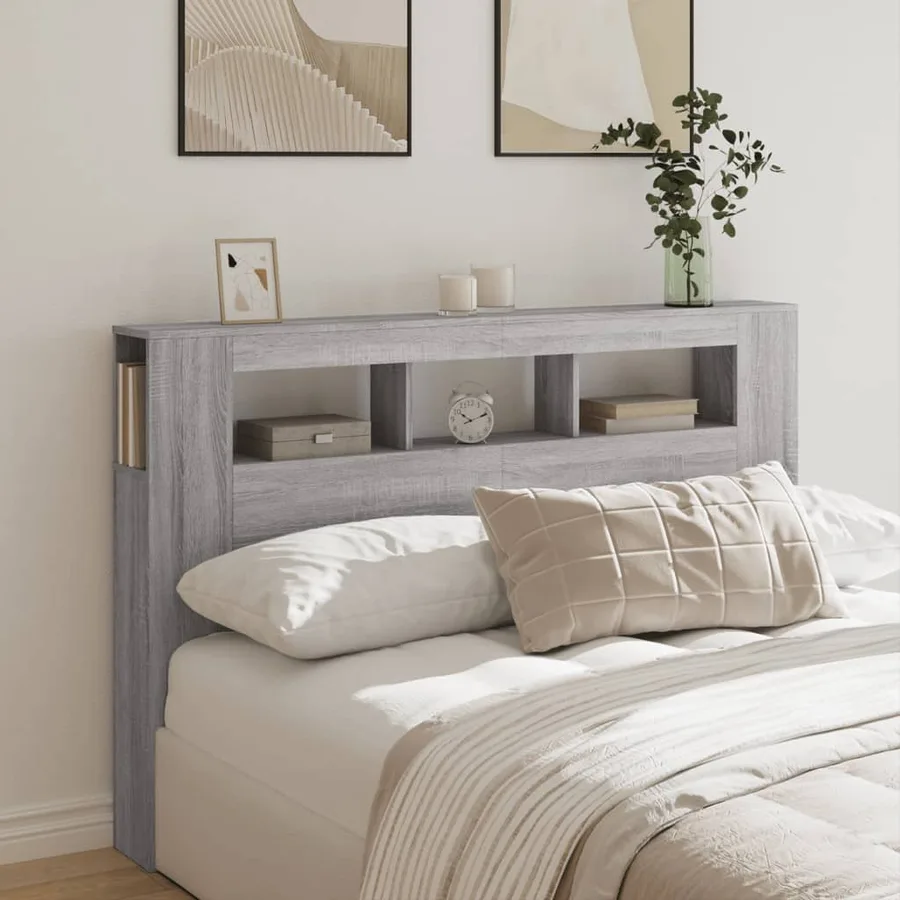 Tête de lit à LED sonoma gris 160x18,5x103,5 cm bois ingénierie - 3