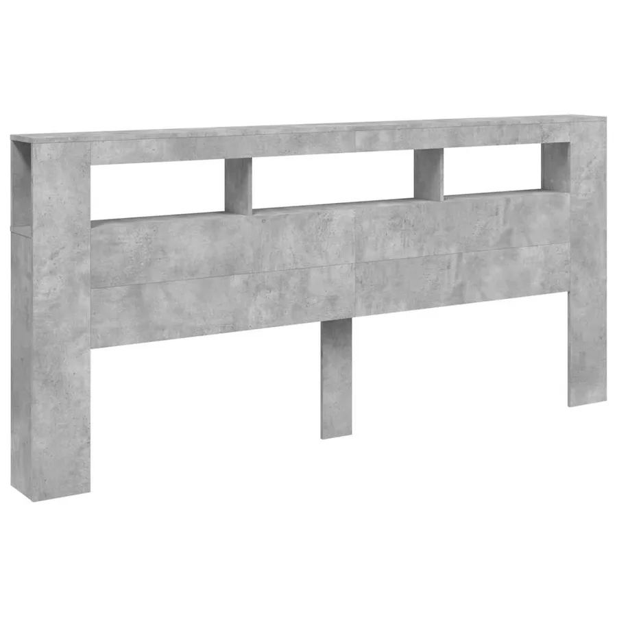 Tête de lit à LED gris béton 220x18,5x103,5cm bois d'ingénierie - 4