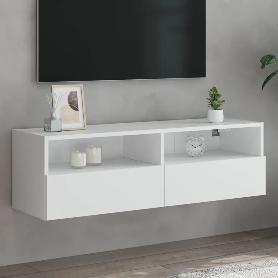 Meuble TV mural blanc 100x30x30 cm bois d'ingénierie