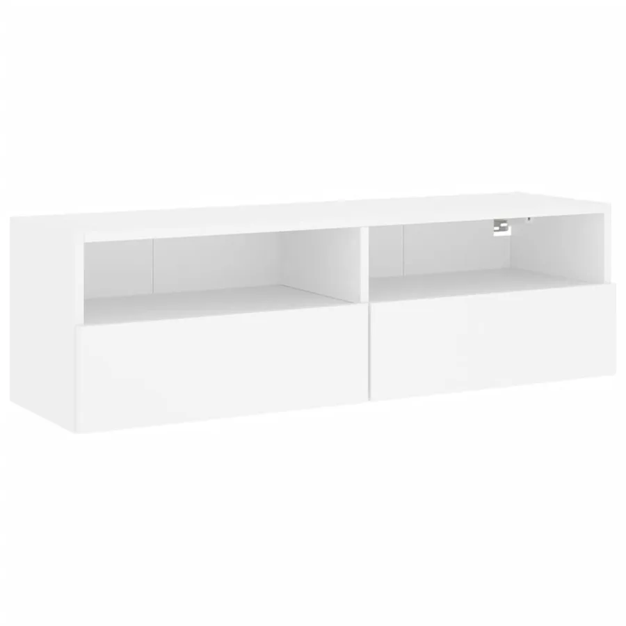 Meuble TV mural blanc 100x30x30 cm bois d'ingénierie - 2