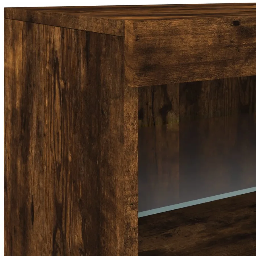Buffet avec lumières LED chêne fumé 41x37x67 cm - 11